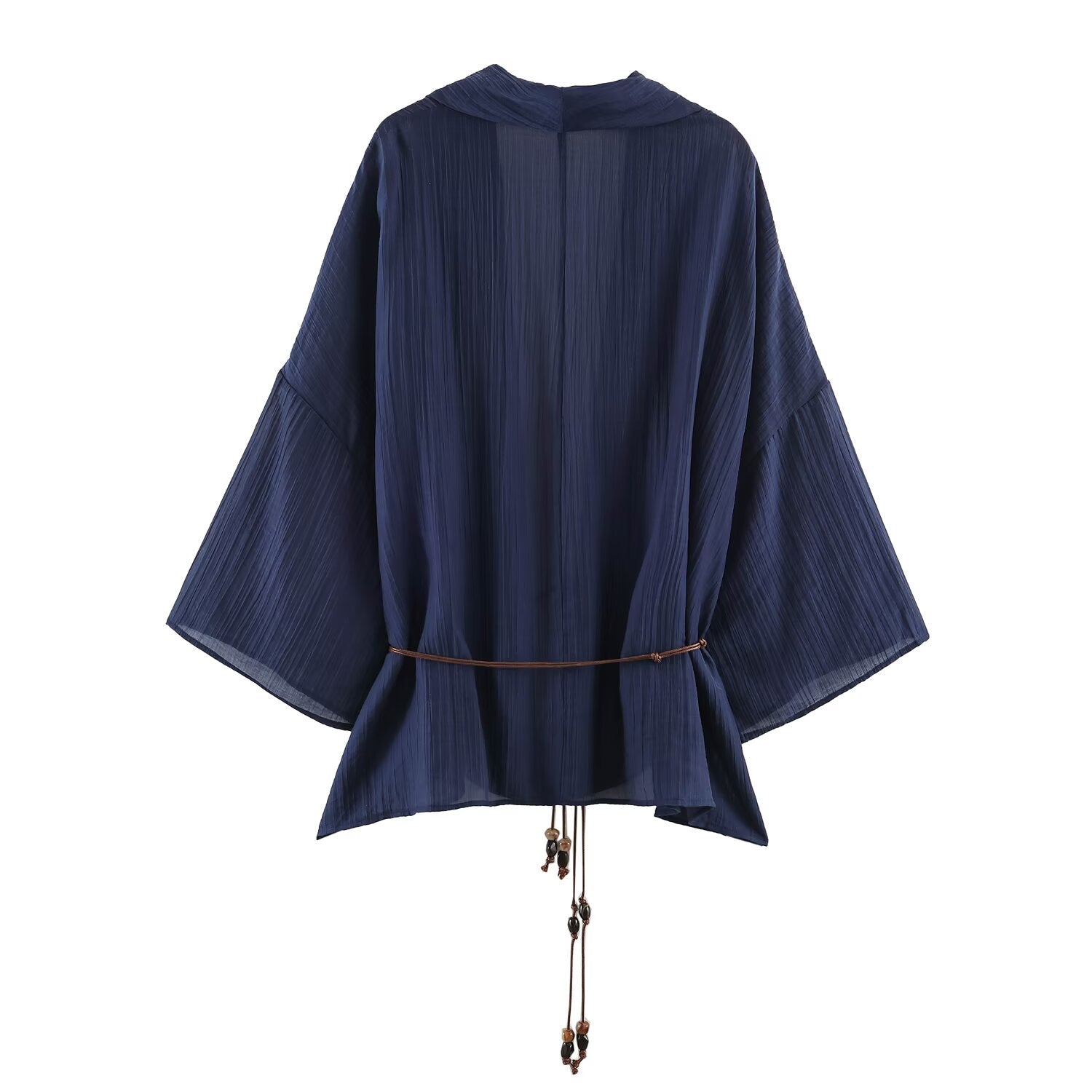 Women's Summer Translucent Pleated Effect Coat Pants Set