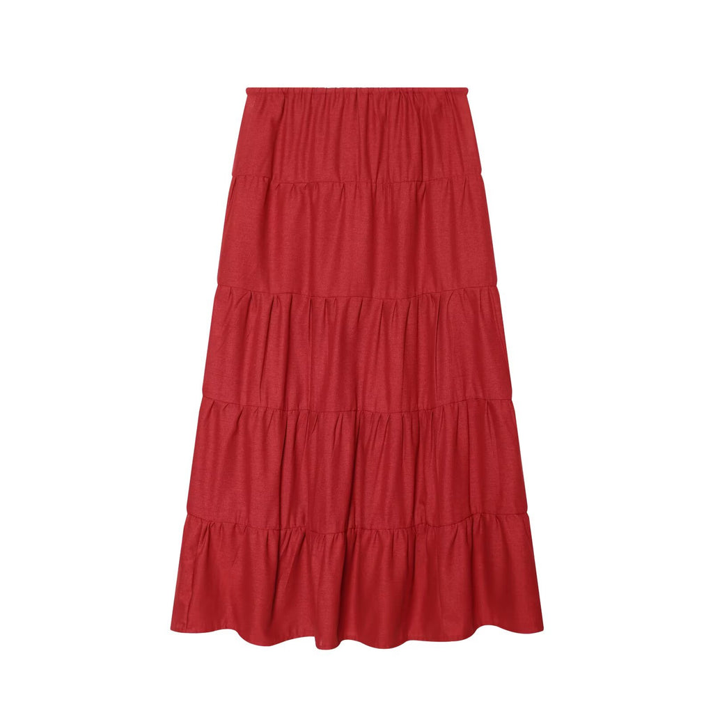 Women's Linen-Texture Beaded Halter Top & Midi Skirt Set