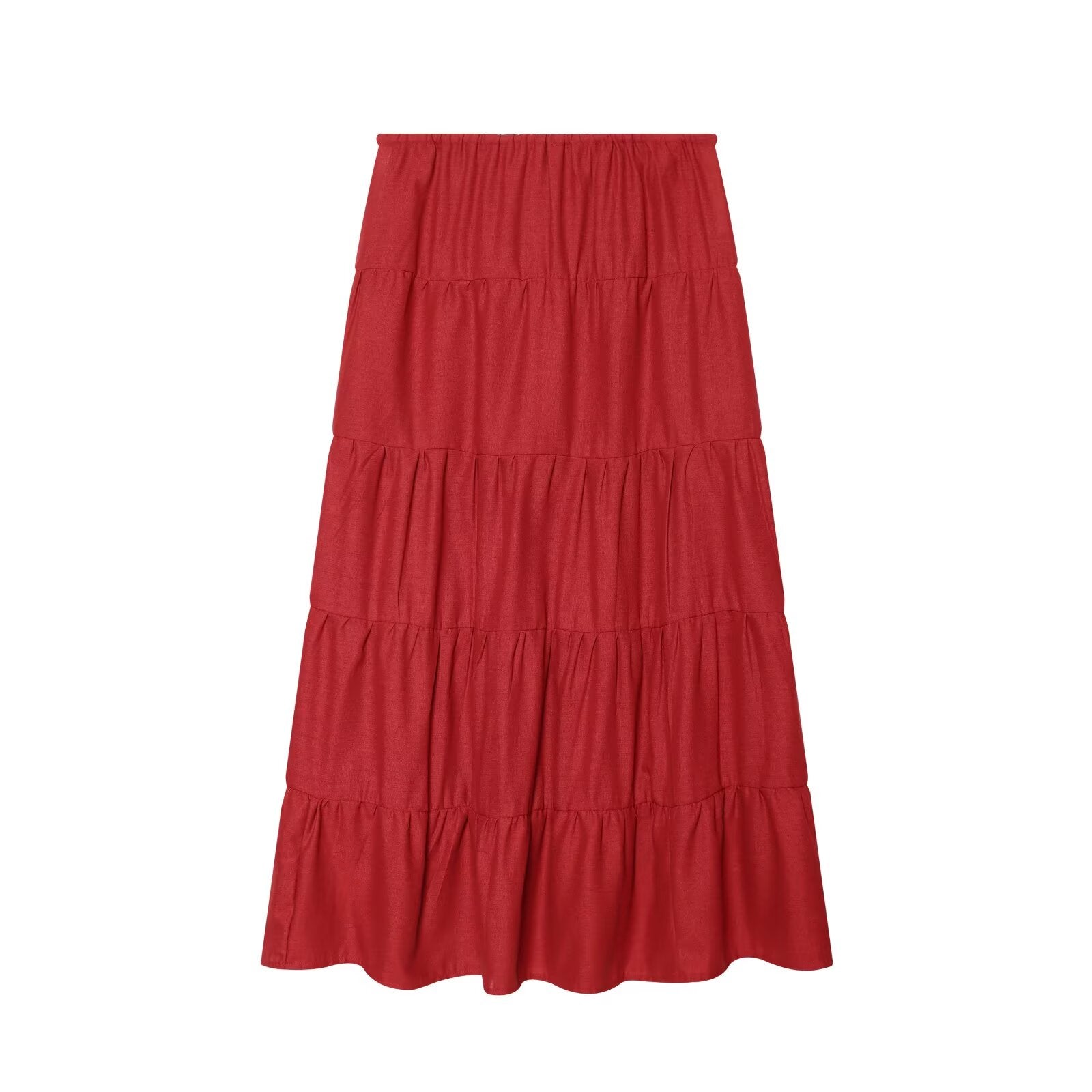 Women's Linen-Texture Beaded Halter Top & Midi Skirt Set