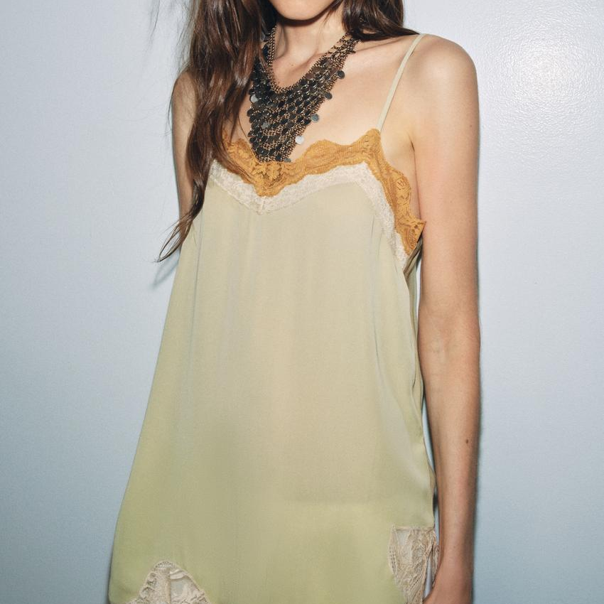 Women Clothing Lace Top with Narrow Straps
