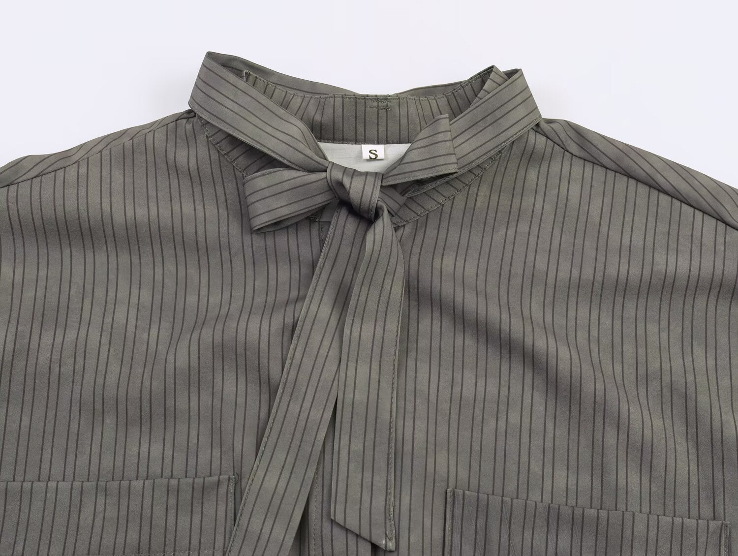 Striped Pocket Bow Shirt for Women