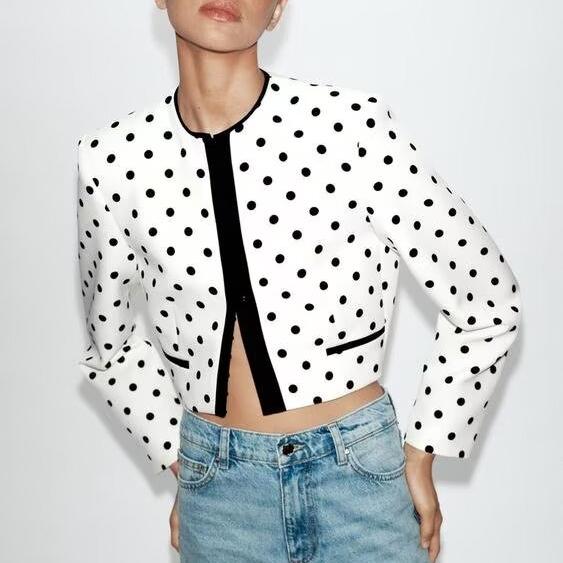 Women's Polka-Dot Cropped Jacket