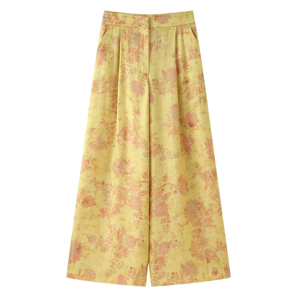 Women's Printed Shirt & Wide-Leg Pants Set
