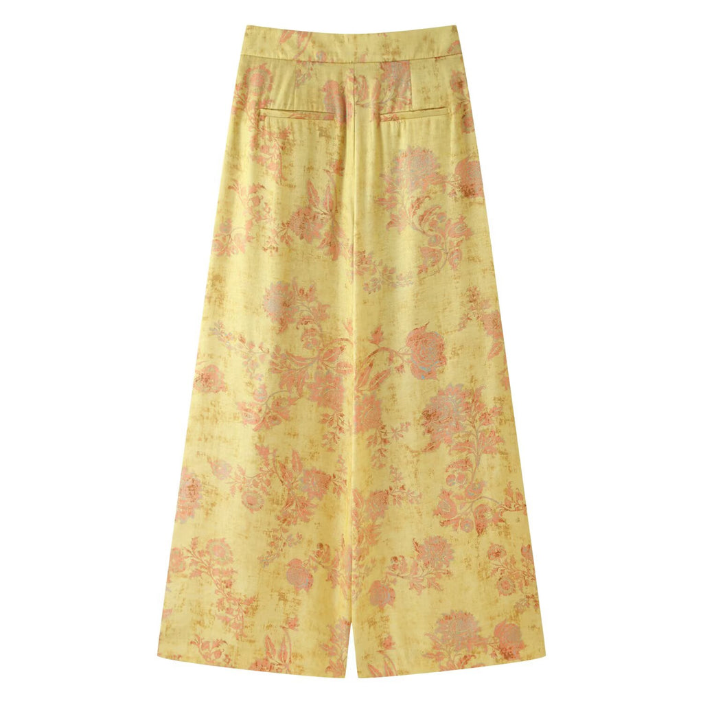 Women's Printed Shirt & Wide-Leg Pants Set