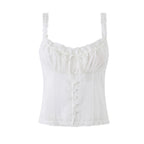 Women's Spaghetti-Strap Ruffle Tie Cropped Tank Top