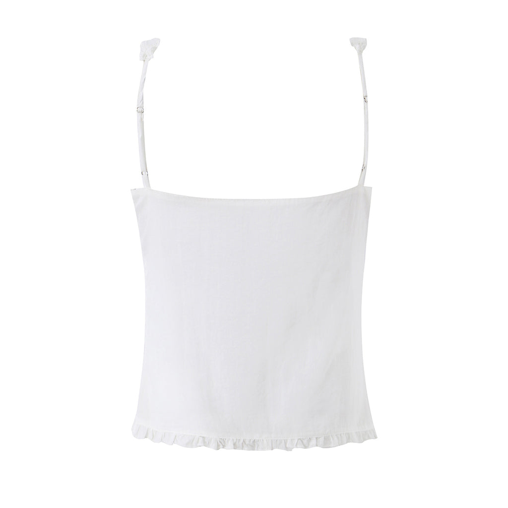Women's Spaghetti-Strap Ruffle Tie Cropped Tank Top