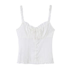 Women's Spaghetti-Strap Ruffle Tie Cropped Tank Top