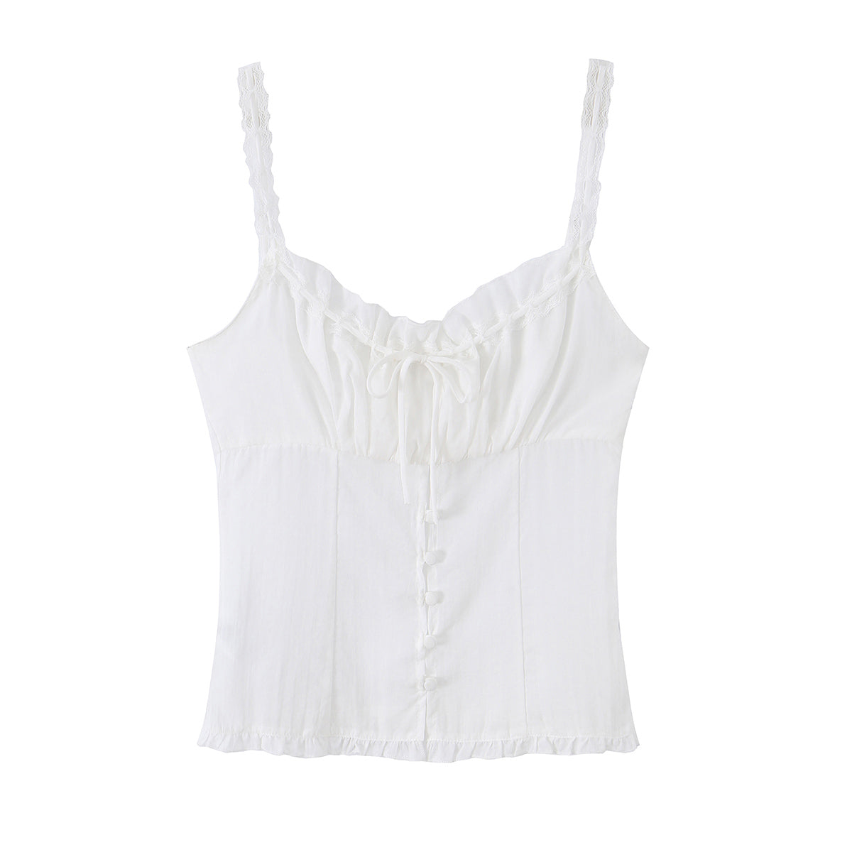 Women's Spaghetti-Strap Ruffle Tie Cropped Tank Top