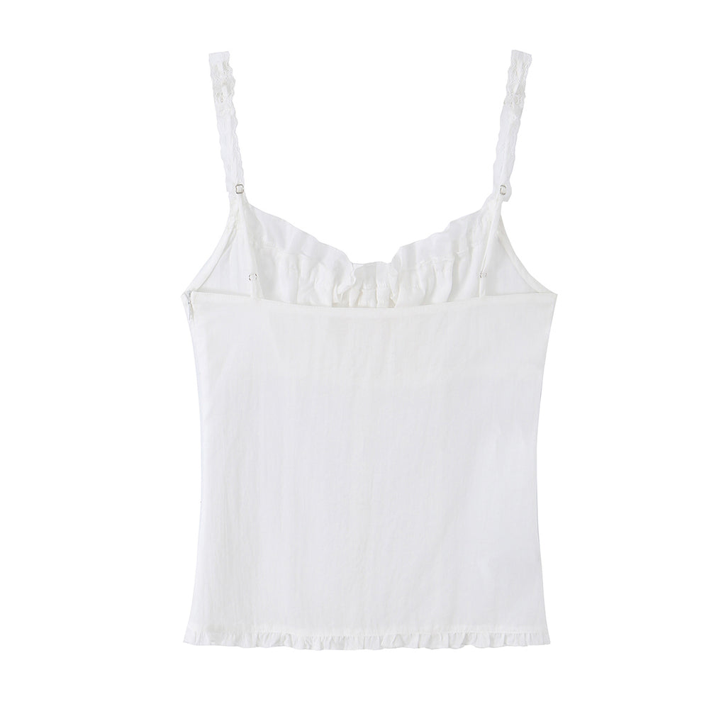 Women's Spaghetti-Strap Ruffle Tie Cropped Tank Top