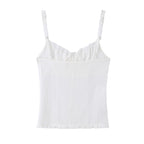 Women's Spaghetti-Strap Ruffle Tie Cropped Tank Top