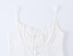 Women's Spaghetti-Strap Ruffle Tie Cropped Tank Top