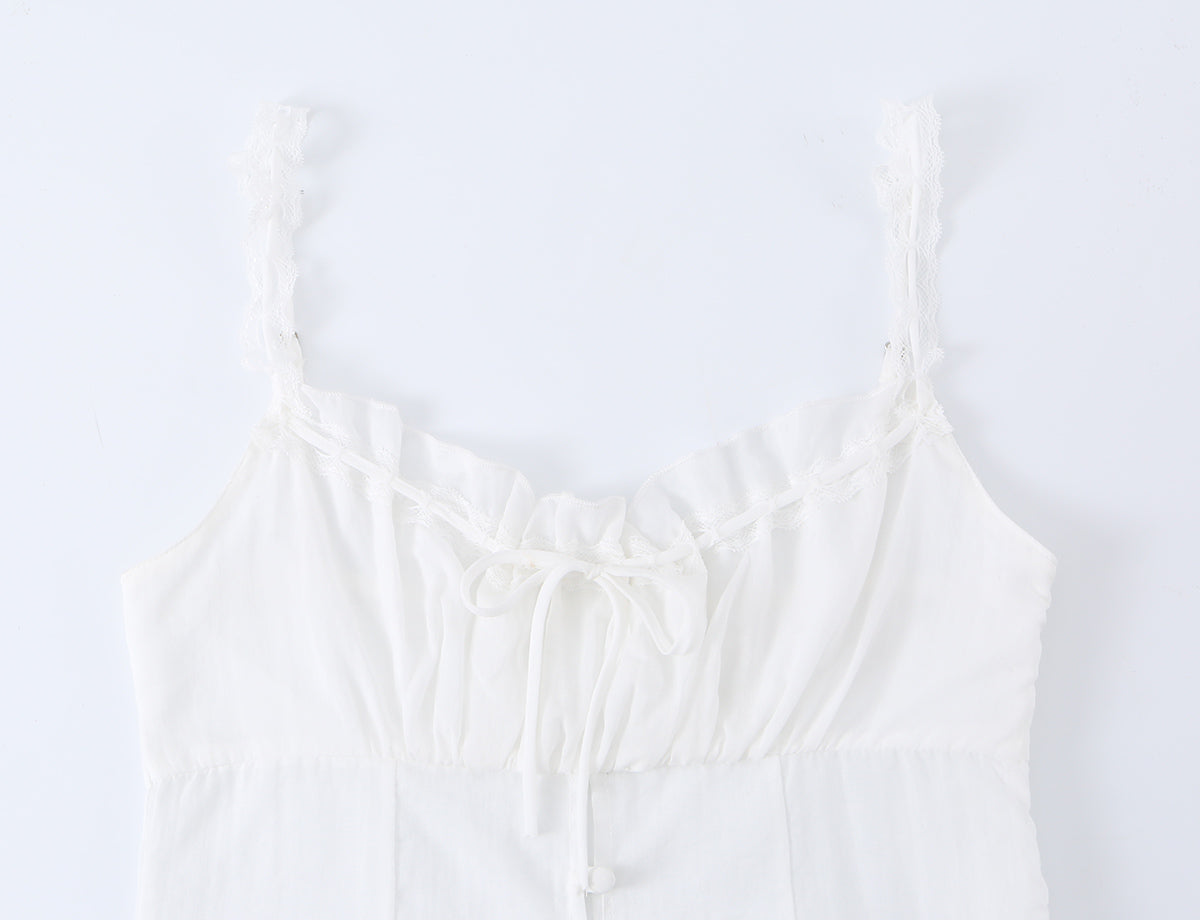 Women's Spaghetti-Strap Ruffle Tie Cropped Tank Top
