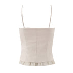 Sexy Little Suspenders Women Summer Wear Design Waist Trimming Ruffles Single Breasted Stitching Elegant French Vest