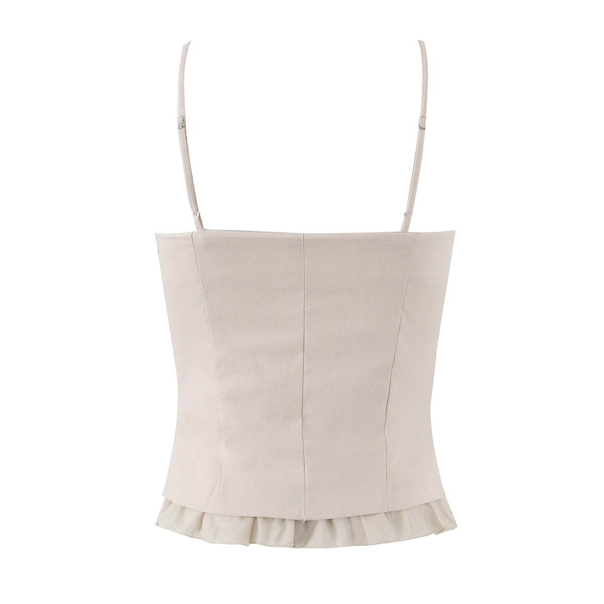 Sexy Little Suspenders Women Summer Wear Design Waist Trimming Ruffles Single Breasted Stitching Elegant French Vest
