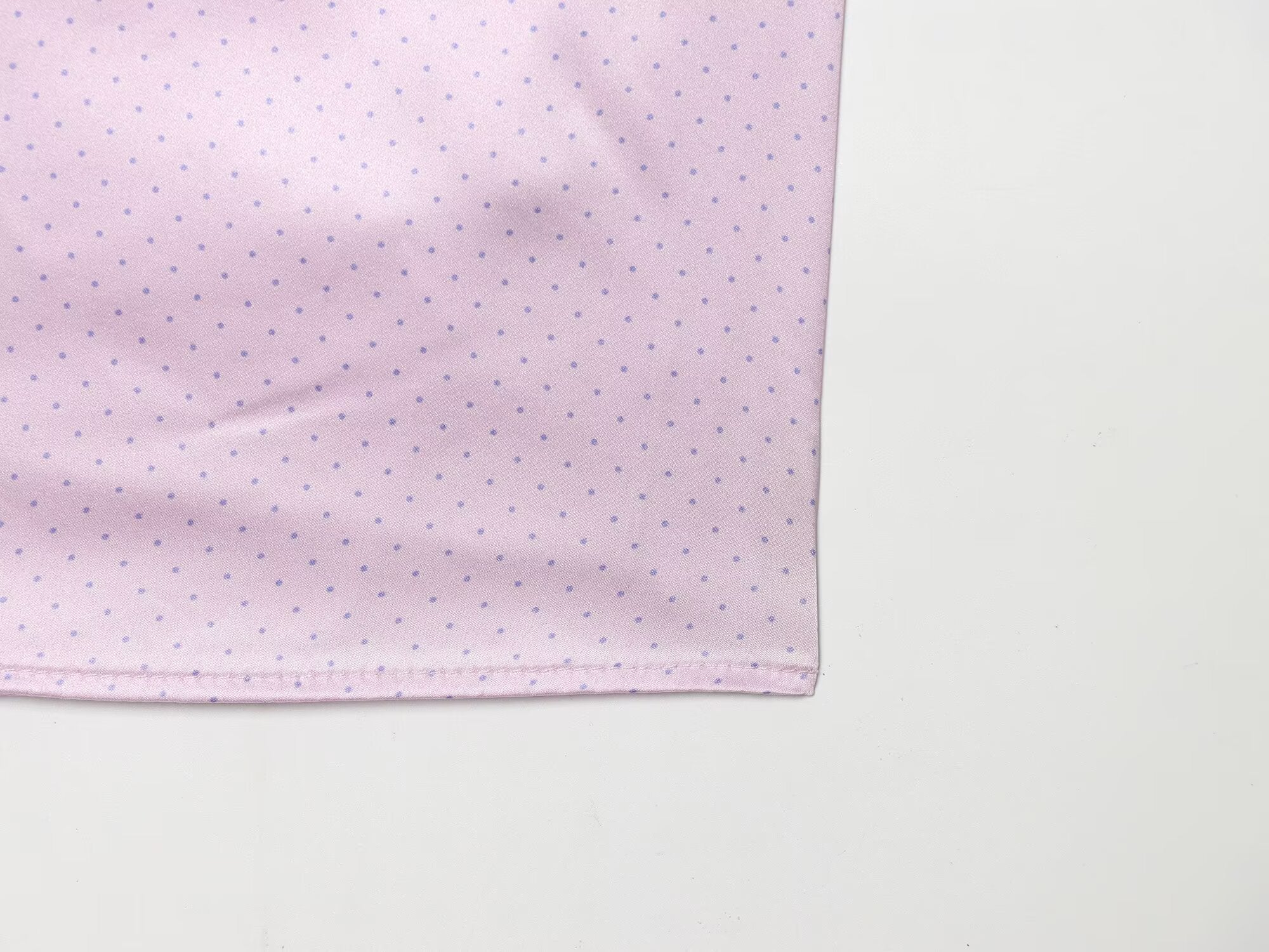 Women Retro Polka Dot Lace Silk Satin Textured Top
