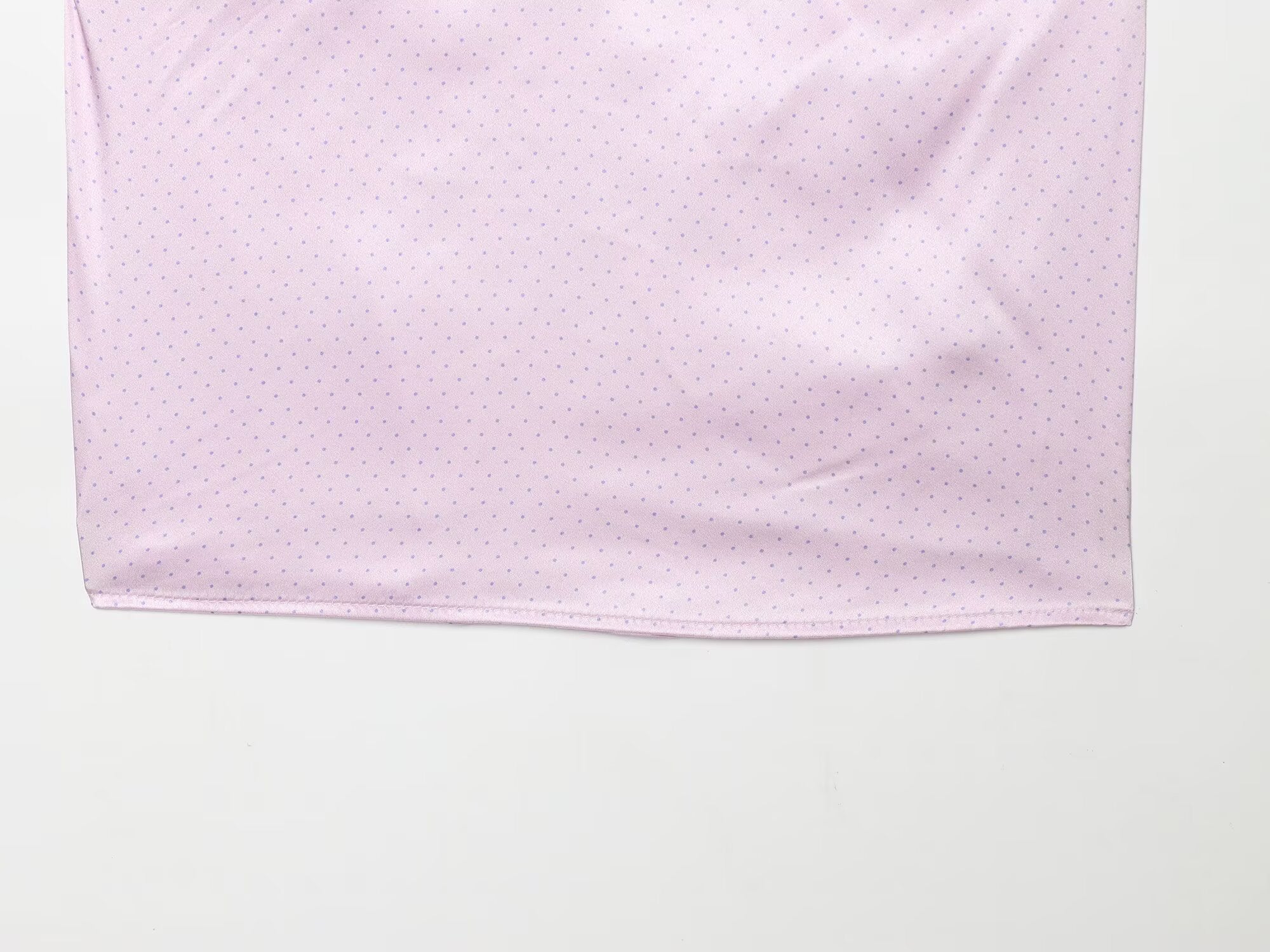 Women Retro Polka Dot Lace Silk Satin Textured Top