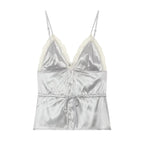 Women's Women’s Retro Polka Dot Lace Trim Top