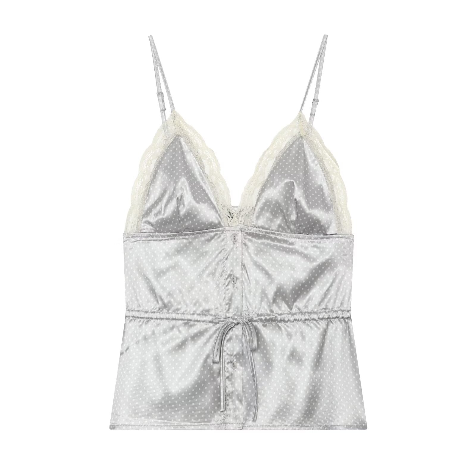 Women's Women’s Retro Polka Dot Lace Trim Top