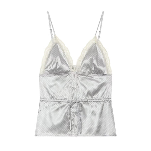 Women's Women’s Retro Polka Dot Lace Trim Top