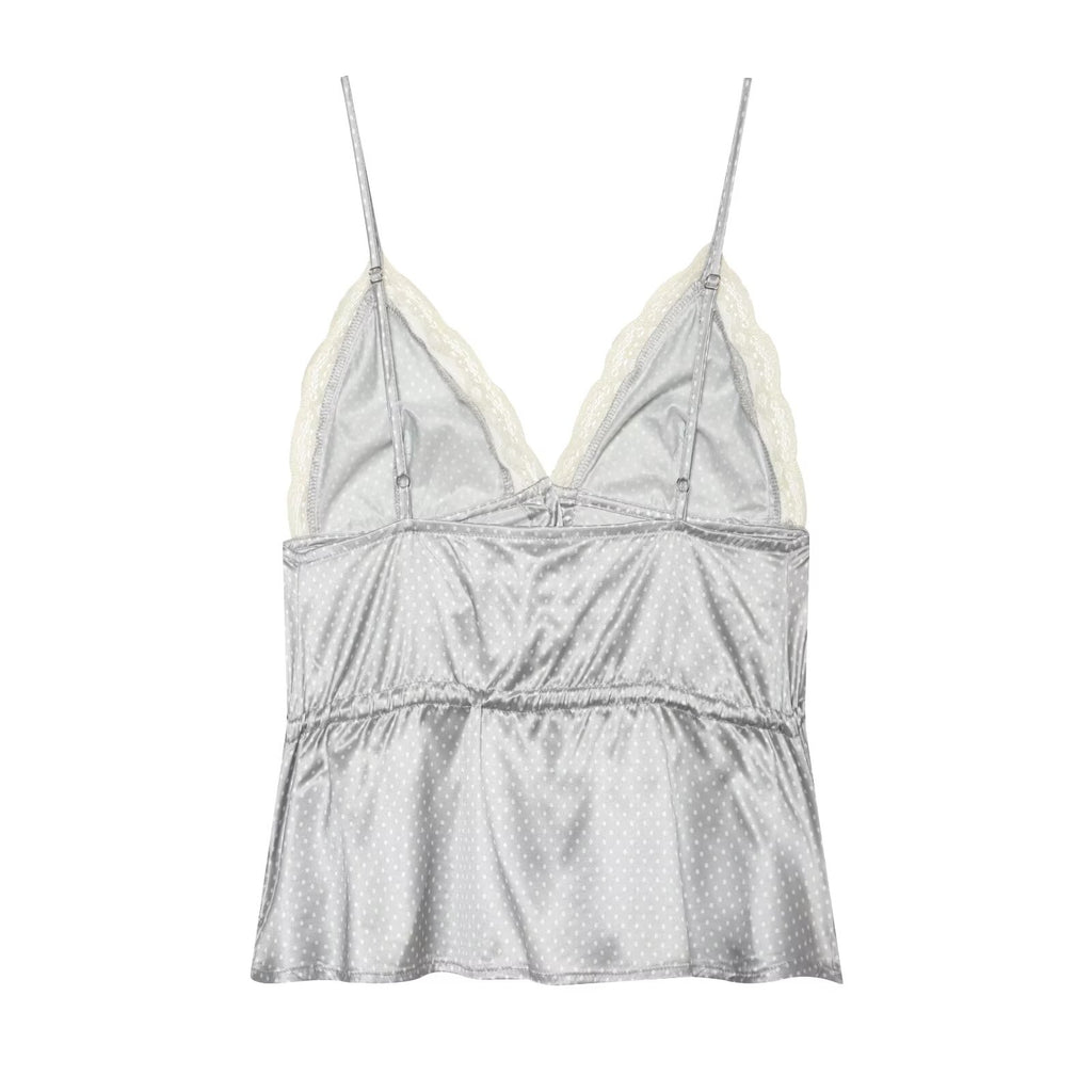 Women's Women’s Retro Polka Dot Lace Trim Top