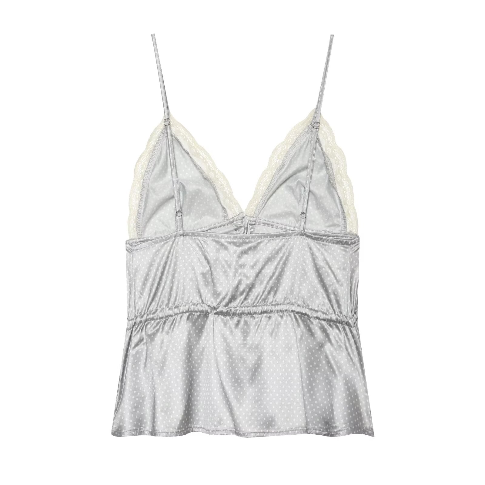 Women's Women’s Retro Polka Dot Lace Trim Top