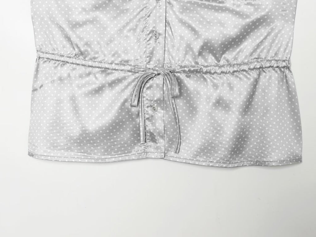 Women's Women’s Retro Polka Dot Lace Trim Top