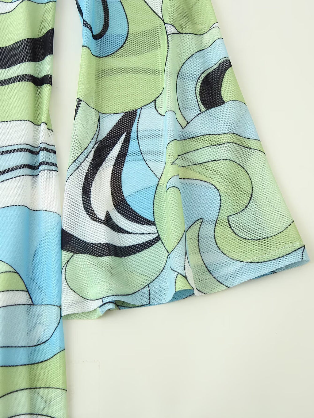 Women's Printed Backless Flare Sleeve Maxi Dress