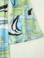 Women's Printed Backless Flare Sleeve Maxi Dress