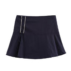Women's Summer Side Striped Ribbon Short Jacket Skirt Outfit
