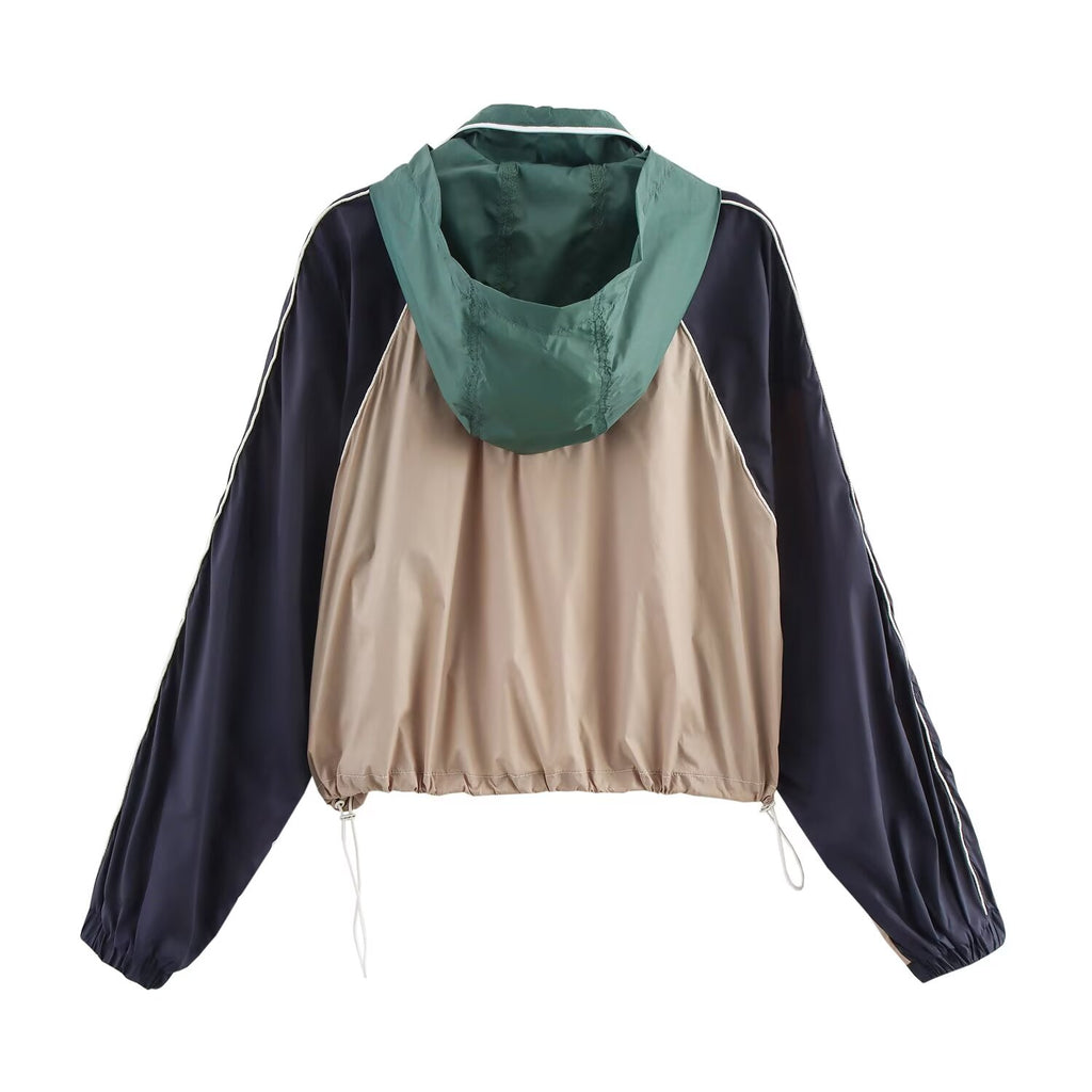 Women's Color-Block Hooded Jacket & Trousers Set