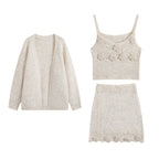 Women's Floral Knit Cardigan & Mini Skirt Set