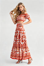 Women's Off-Shoulder Top & High-Waist Skirt Set