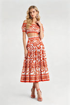 Women's Off-Shoulder Top & High-Waist Skirt Set