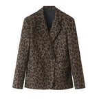 Women's Asymmetric Leopard Print Blazer