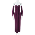 Women's Sweetheart Ruched Long Sleeve Maxi Dress