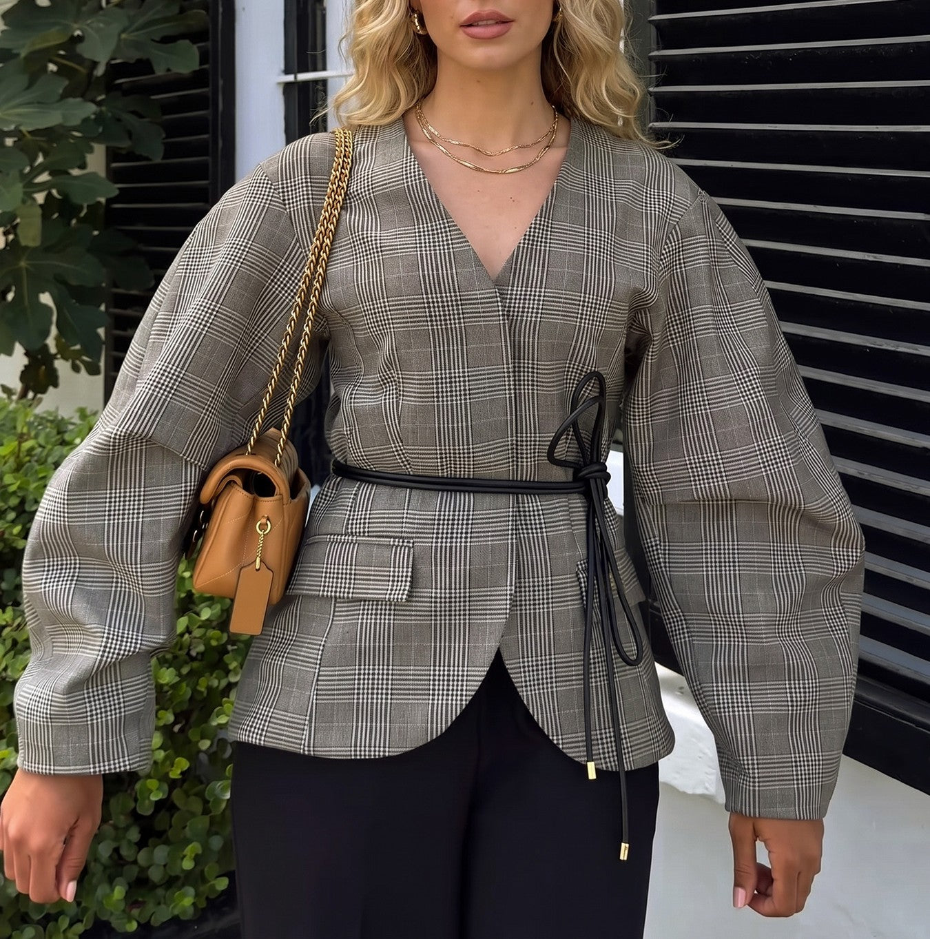Women's Plaid Blazer