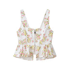 Women's Floral Ruffle Top & Wide-Leg Pants Set