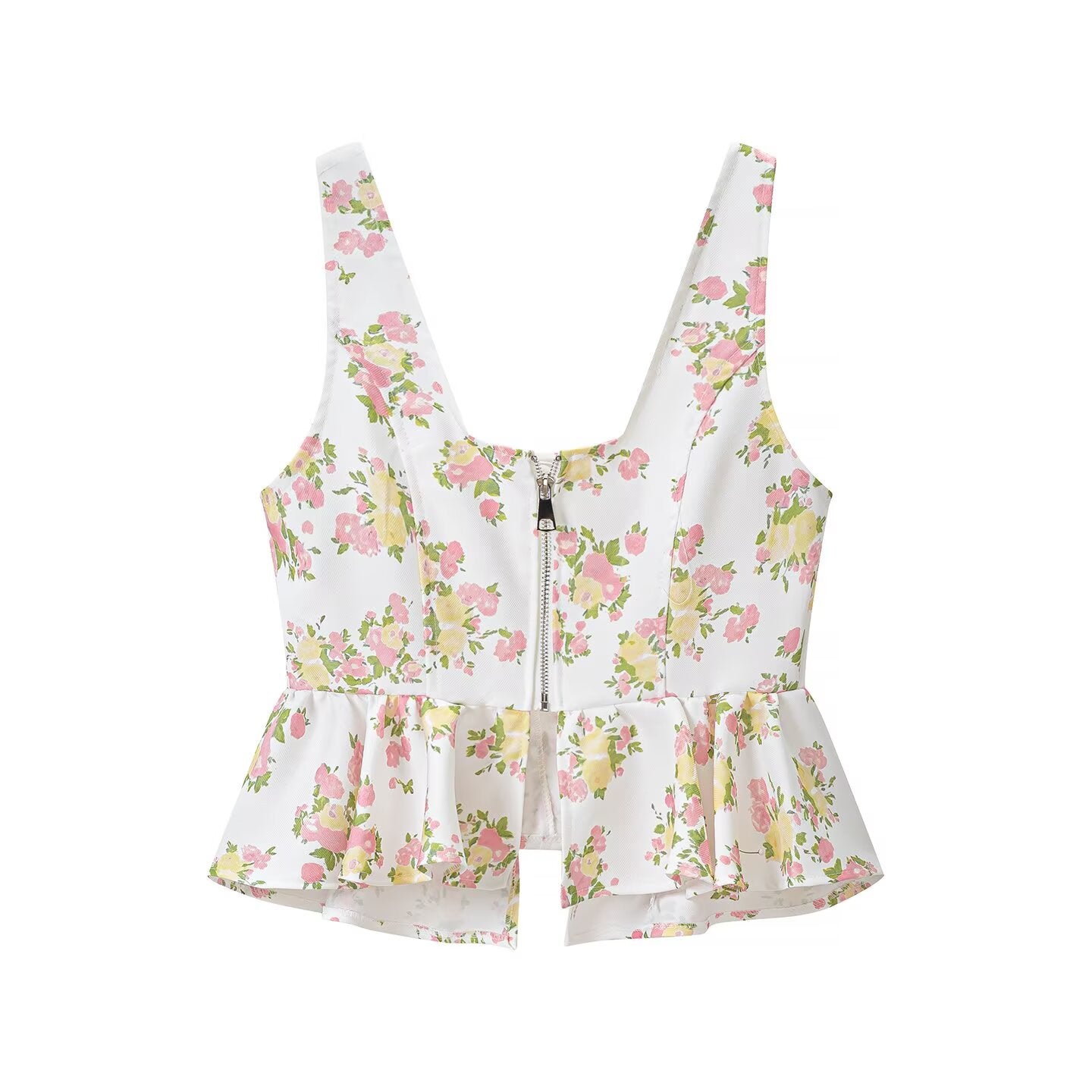 Women's Floral Ruffle Top & Wide-Leg Pants Set