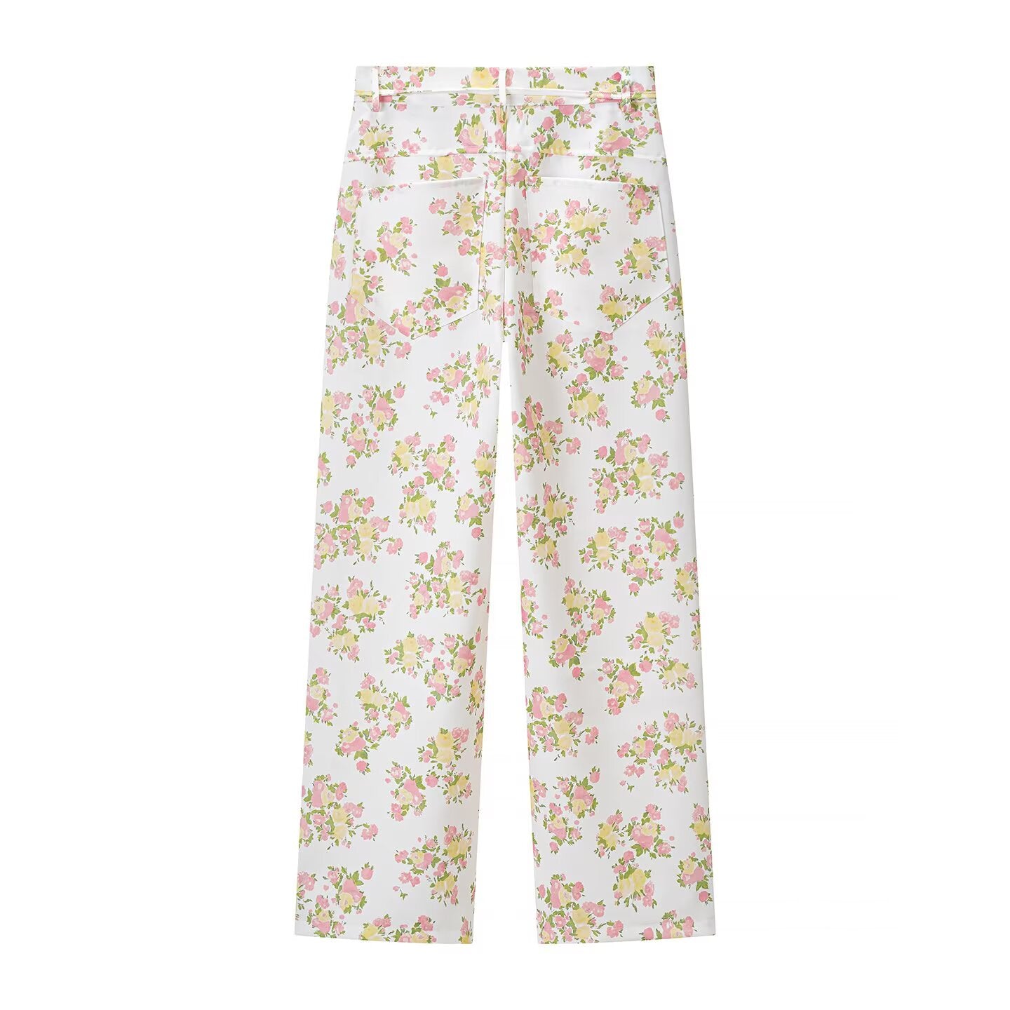 Women's Floral Ruffle Top & Wide-Leg Pants Set