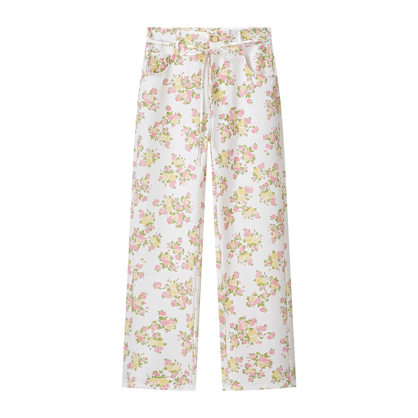 Women's Floral Ruffle Top & Wide-Leg Pants Set