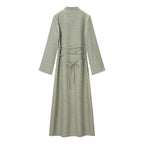 Women's Chinese-Inspired Long Sleeve Top & Maxi Skirt Set