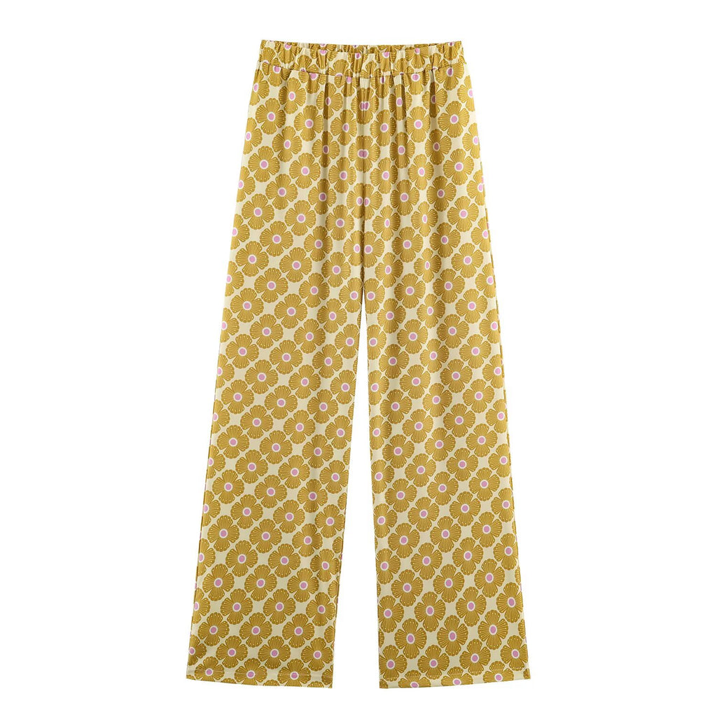 Printed Shirt & Wide-Leg Pant Set