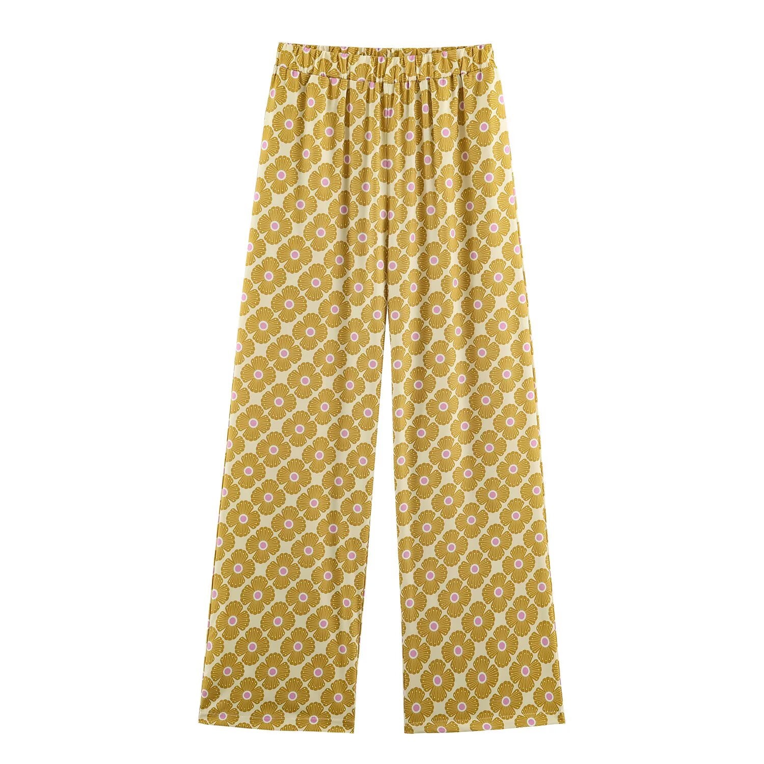 Printed Shirt & Wide-Leg Pant Set