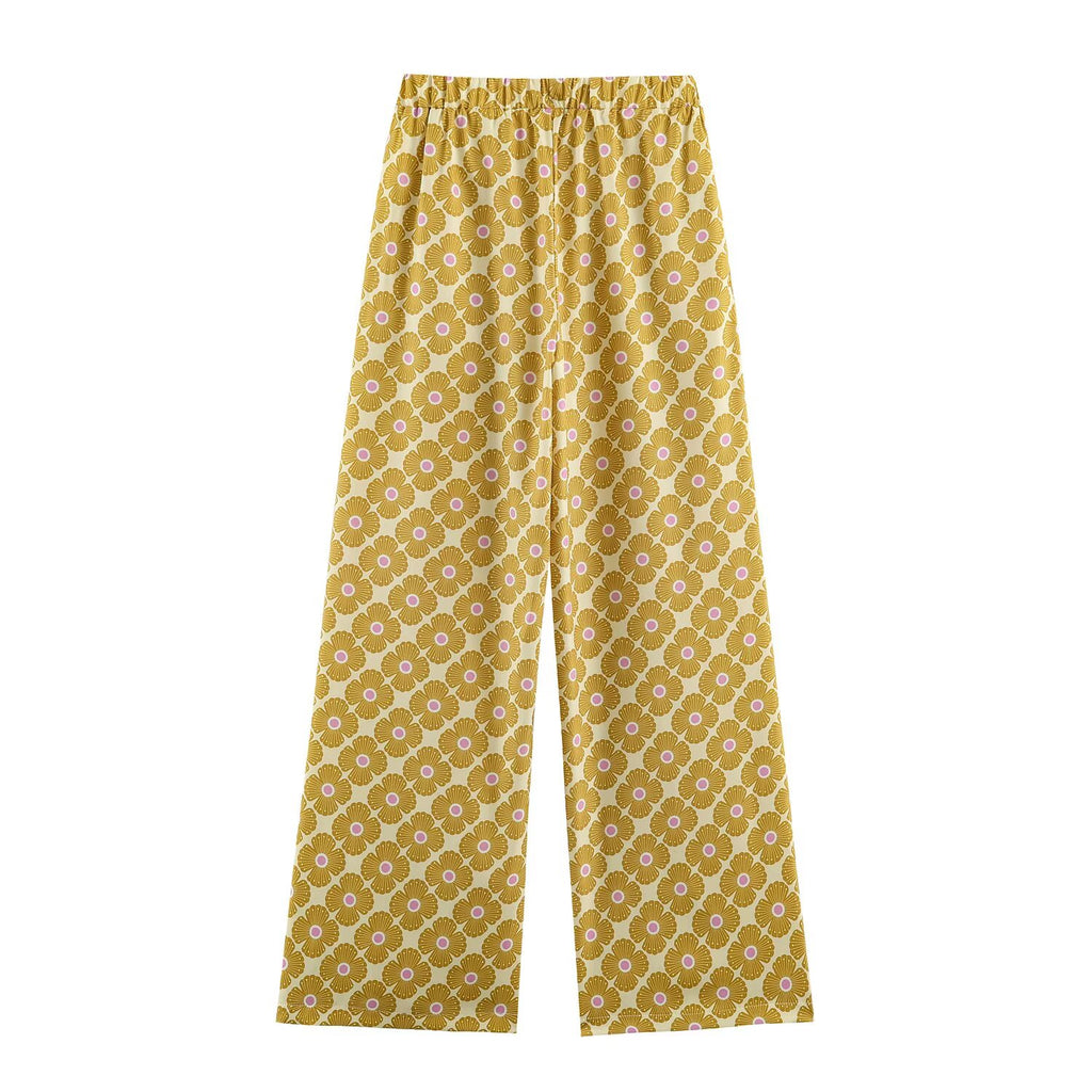 Printed Shirt & Wide-Leg Pant Set