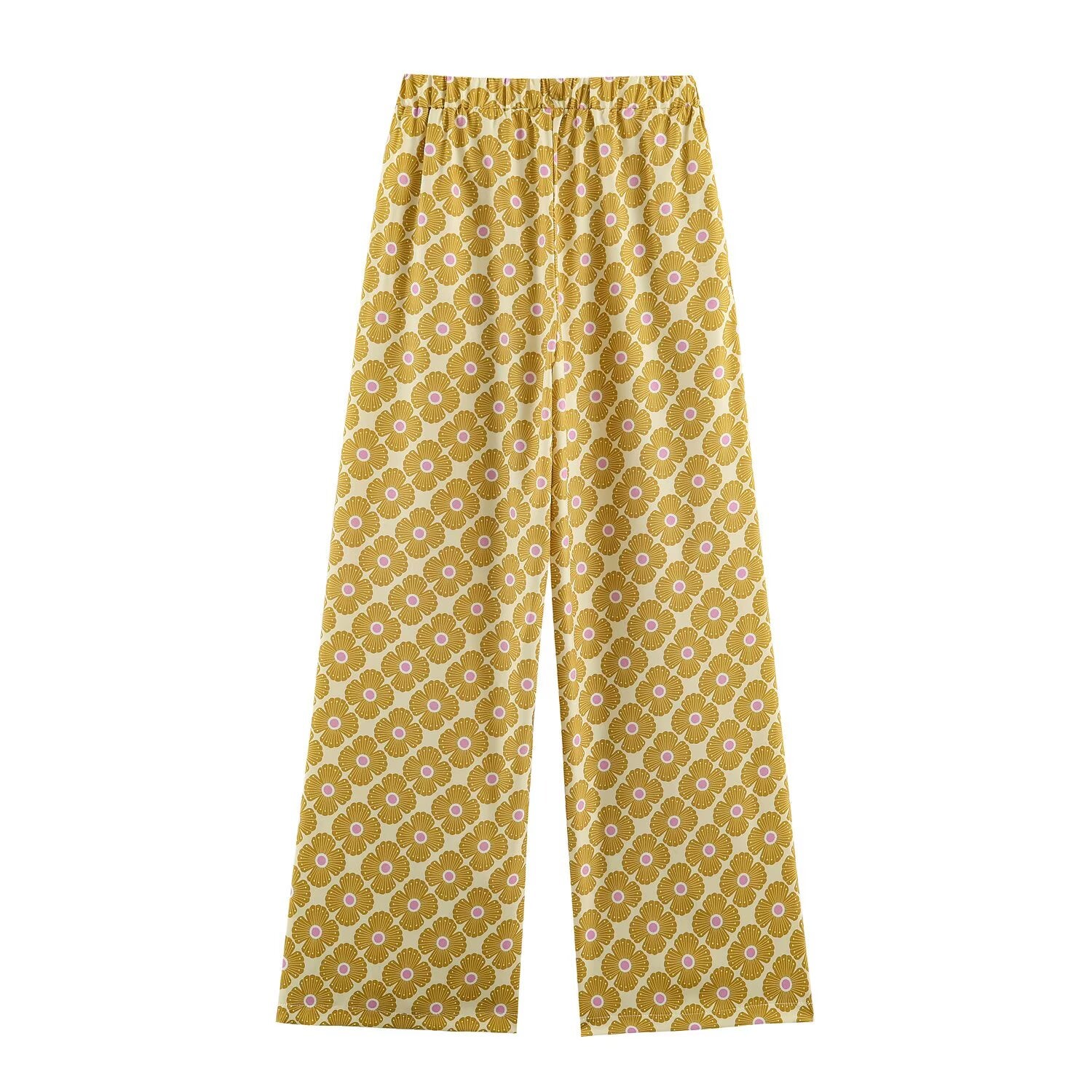 Printed Shirt & Wide-Leg Pant Set