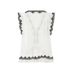 Women Clothing Summer Fashionable Elegant Contrast Color Embroidered Top