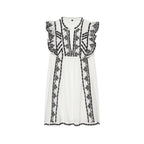 Women's Contrast Embroidered V-Neck Dress