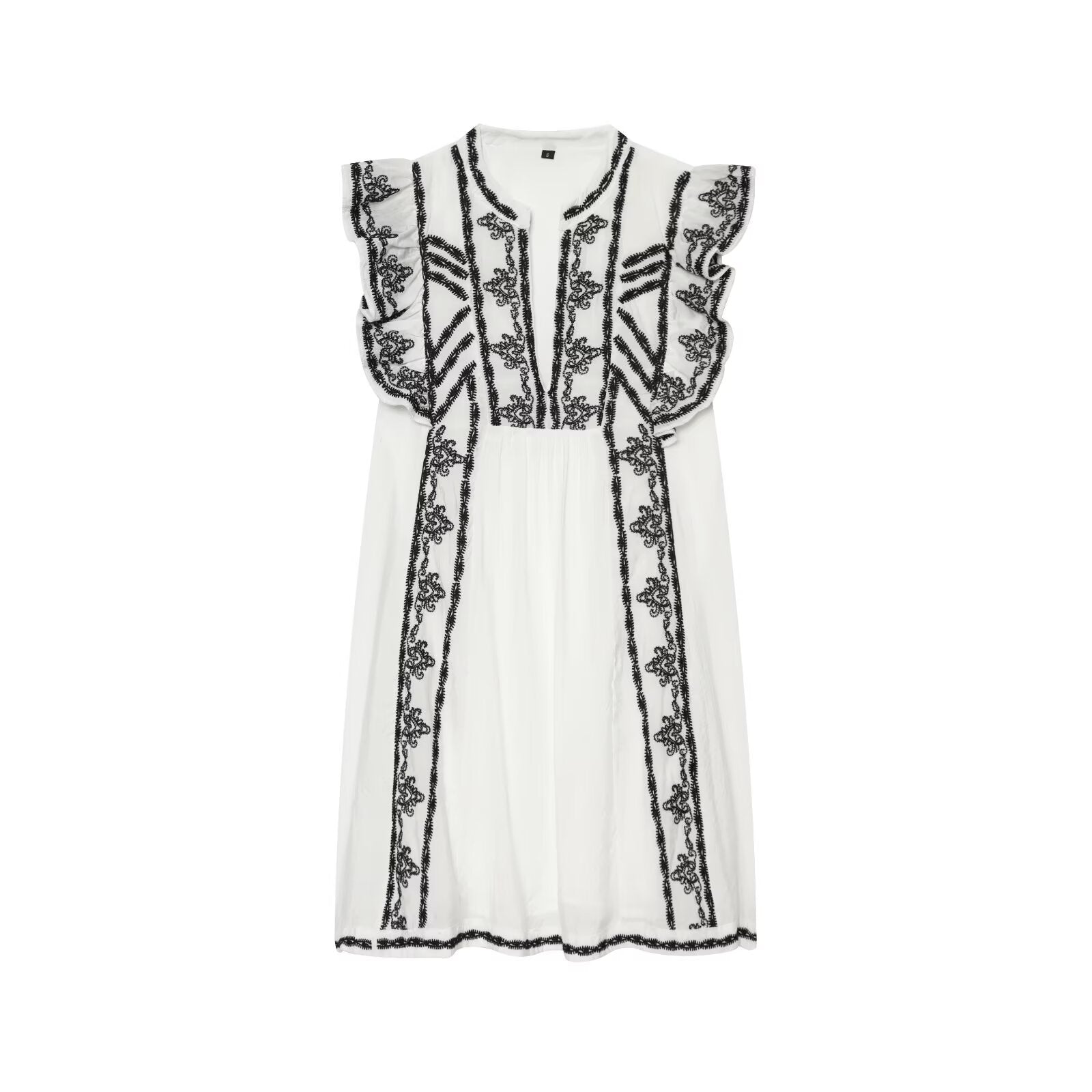 Women's Contrast Embroidered V-Neck Dress