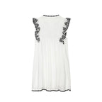 Women's Contrast Embroidered V-Neck Dress