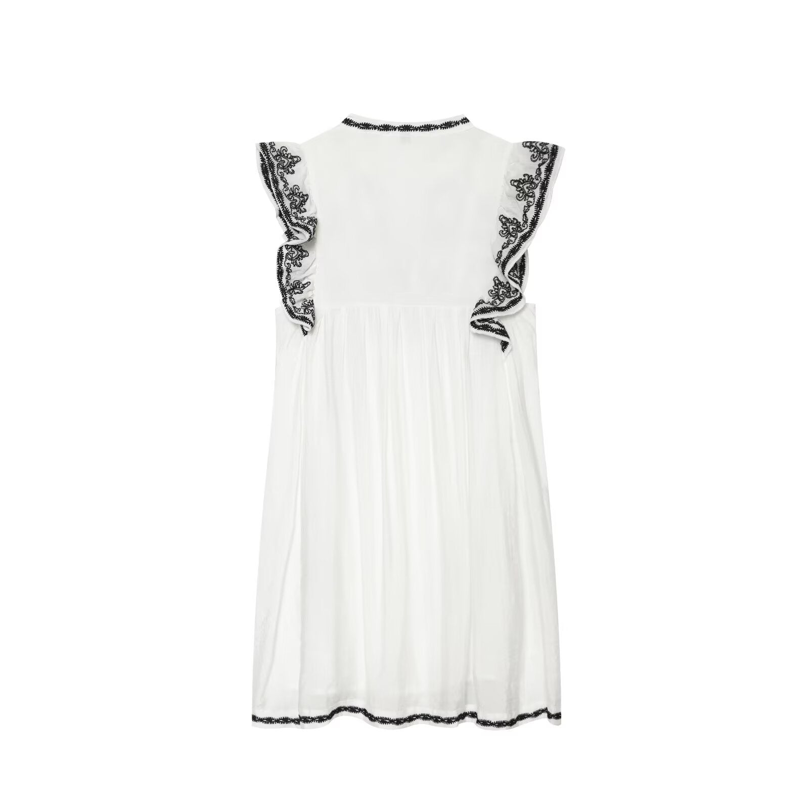 Women's Contrast Embroidered V-Neck Dress